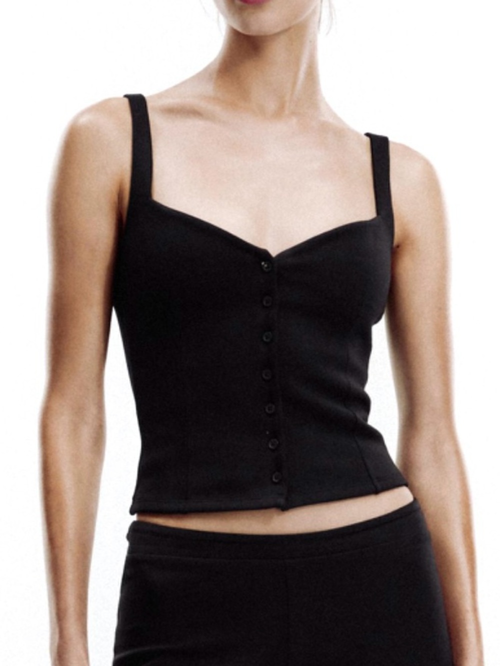 NEW ZARA BLACK BUTTON FRONT TOP